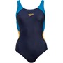 Speedo Womens Colourblock Splice Muscleback Swimsuit Blue/Orange