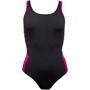 Speedo Womens Boom Logo Splice Muscleback Swimsuit Black/Pink