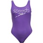 Speedo Womens Logo Deep U-Back Swimsuit Purple/White