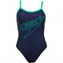 Speedo Womens Hyperboom Turnback Swimsuit Blue/Green