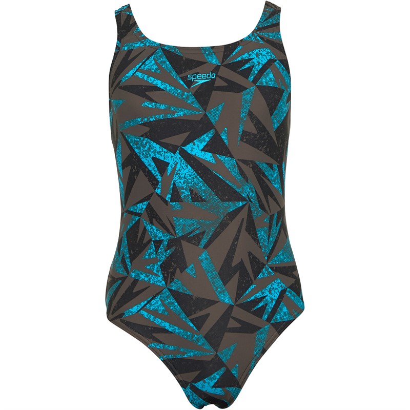 Speedo Junior Girls Hyperboom Medalist Swimsuit Black/Blue