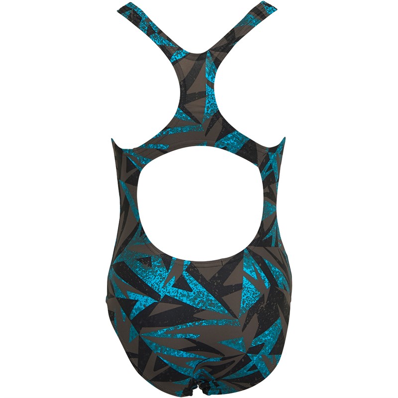 Speedo Junior Girls Hyperboom Medalist Swimsuit Black/Blue