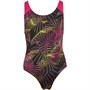 Speedo Girls Allover Print Splashback Swimsuit Black/Pink