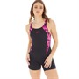 Speedo Womens Hyperboom Splice Legsuit Swimsuit Black/Pink