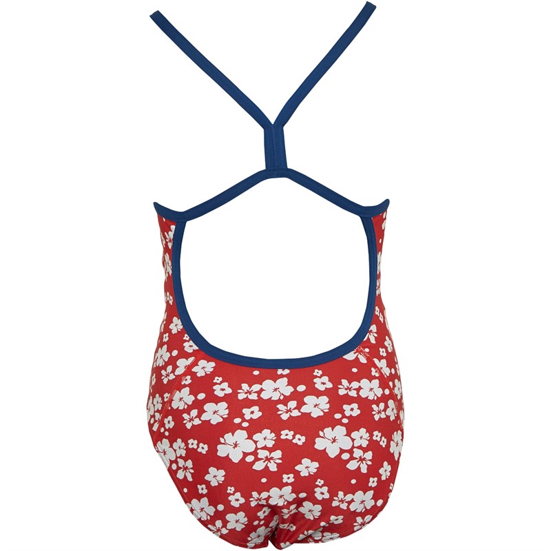 Speedo Junior Girls Allover Digital Print V-Back Swimsuit Red/White