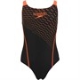 Speedo Junior Girls Medley Logo Medalist Swimsuit Black/Red