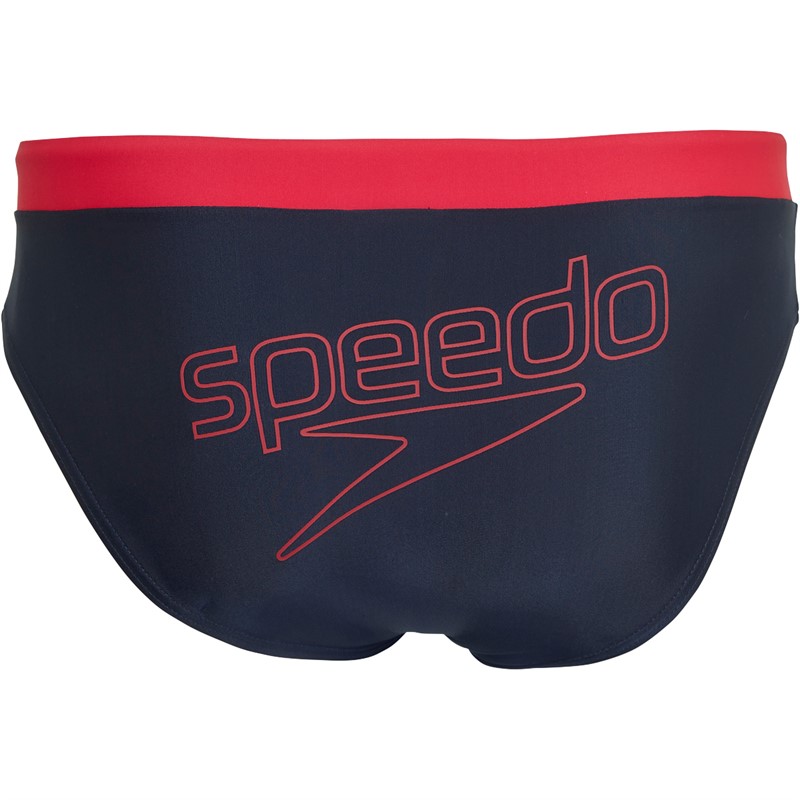 Speedo Mens Logo 7cm Briefs Blue/Red