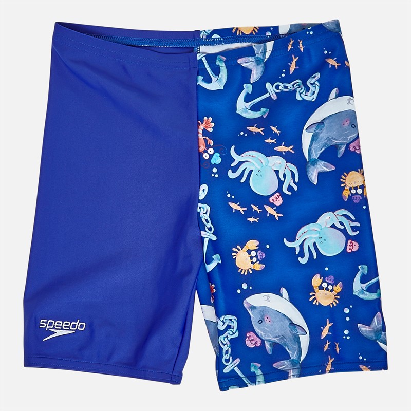 Speedo Boys Digital All-Over Print Jammer Shorts Imperial Blue/Picton Blue