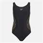 Speedo Junior Girls Placement Muscleback Swimsuit Black Nectarine/Country Green