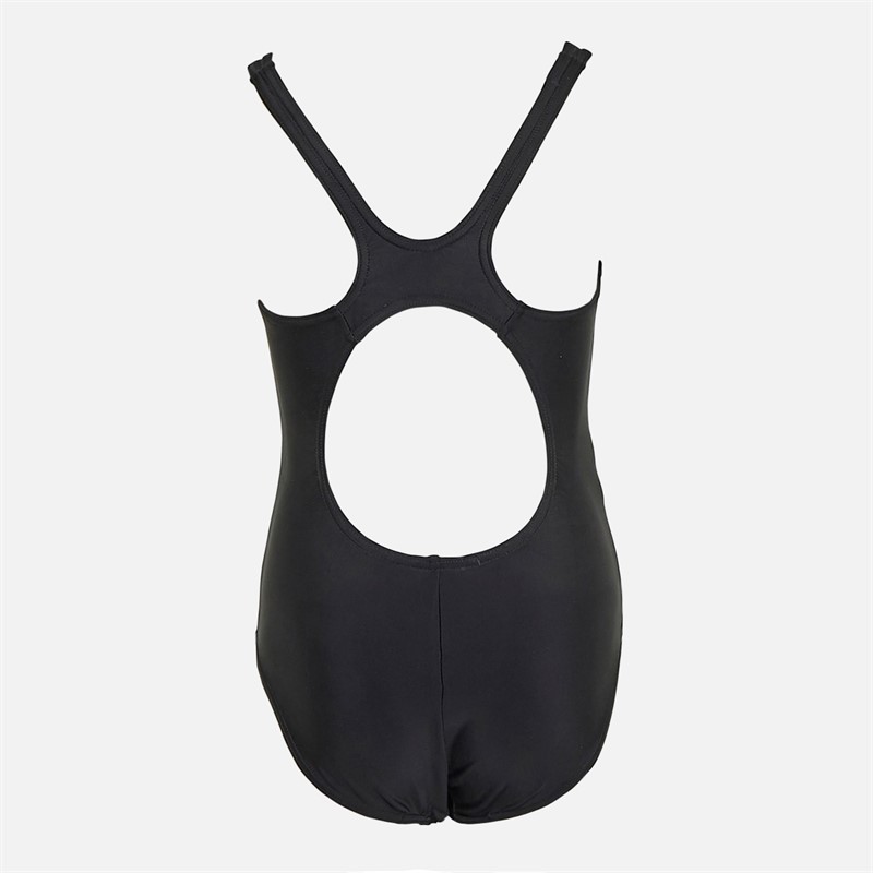Speedo Junior Girls Placement Muscleback Swimsuit Black Nectarine/Country Green