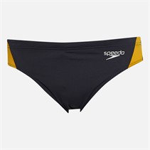Speedo Mens Hyperboom Logo Splice 7cm Swimming Briefs Light Grey