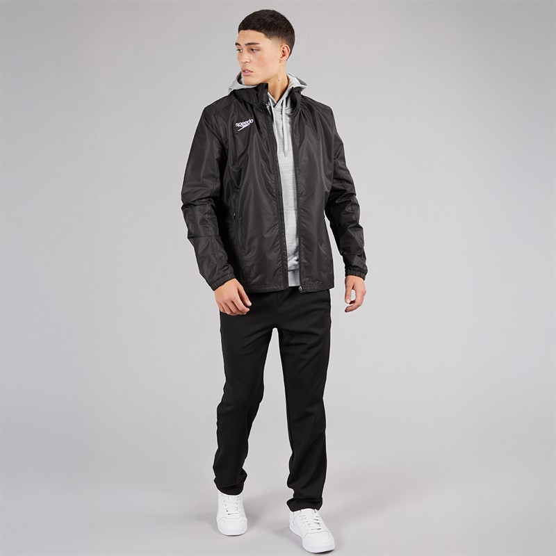Speedo Mens Club Vaposhield Full Zip Rain Jacket Black