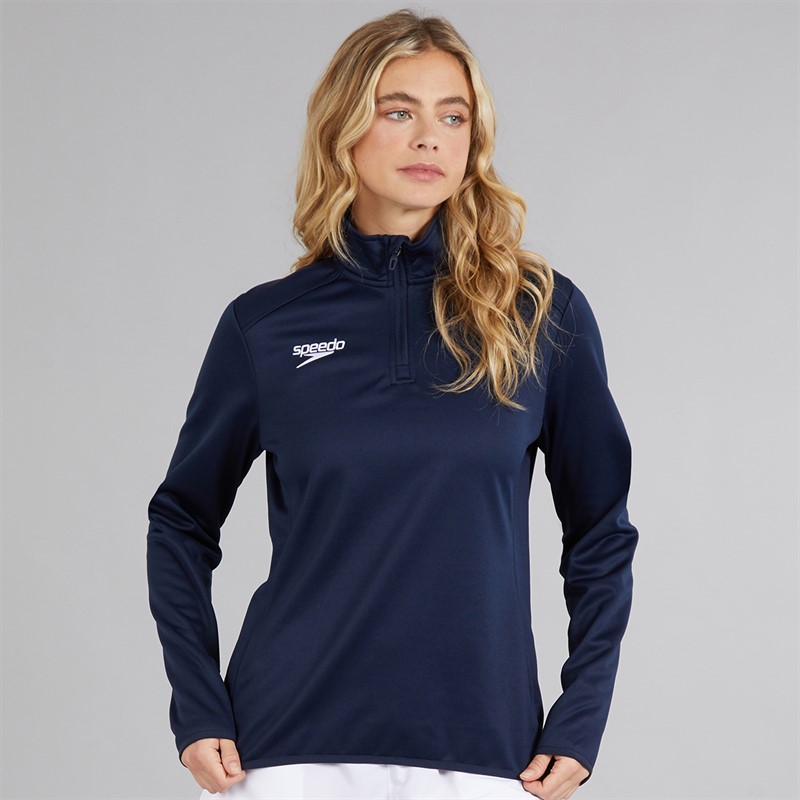 Speedo Womens Club 1/2 Zip Mid Layer Training Top Navy