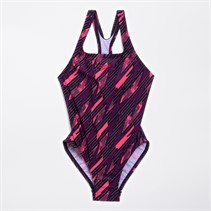 Speedo Girls Hyperboom Allover Medalist Swimsuit True Navy/Electric Pink