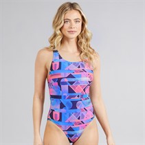 Speedo Womens Alover Digital Powerback Swimsuit True Navy/Siren Red