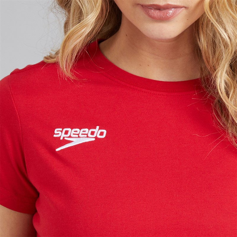 Speedo Womens Club Plain T-Shirt Flag Red