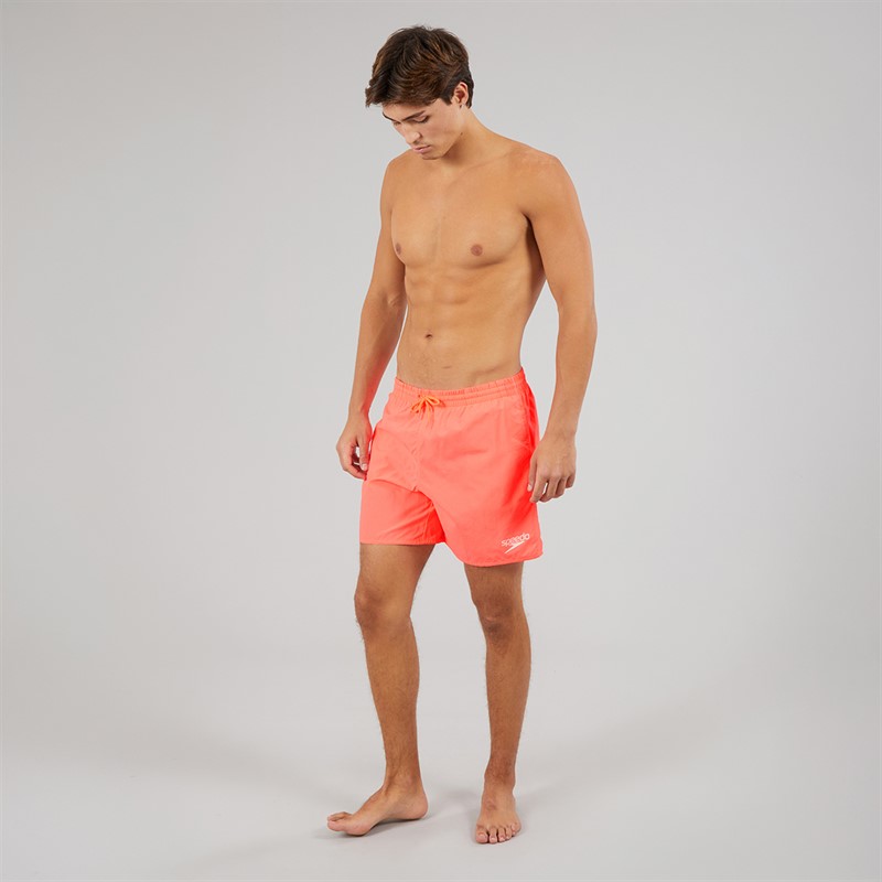 Speedo Mens Essentials 16 Inch Water Shorts Black/Neon Coral