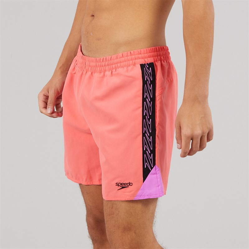 Speedo Mens Hyperboom Splice 16 Inch Swim Shorts Coral Sands