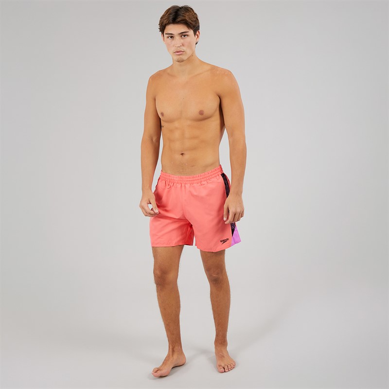 Speedo Mens Hyperboom Splice 16 Inch Swim Shorts Coral Sands