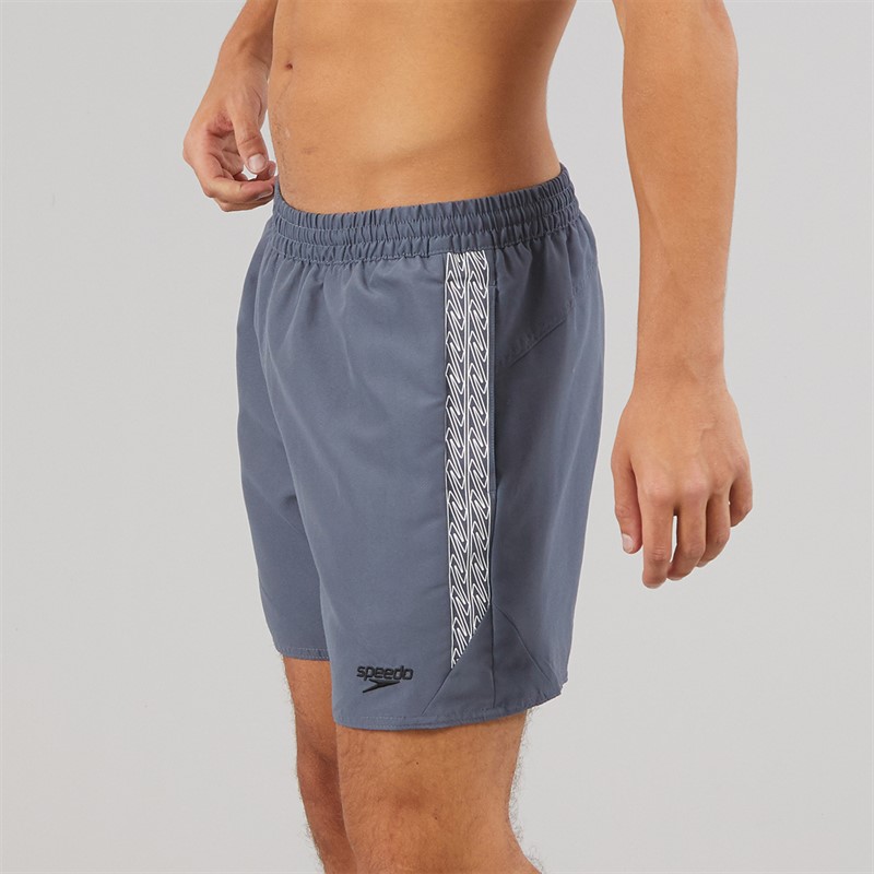 Speedo Mens Hyperboom Splice 16 Inch Swim Shorts Grey Lead/Black