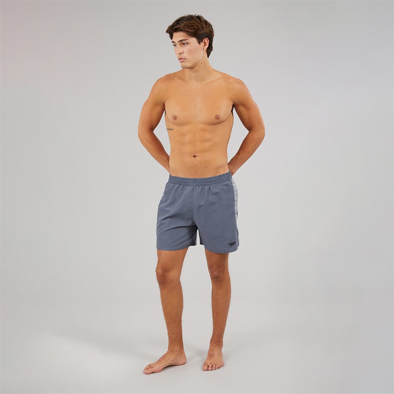 Speedo Mens Hyperboom Splice 16 Inch Swim Shorts Grey Lead/Black