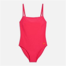 Speedo Womens Adjustable Thin Strap One Piece Swimsuit Raspbery Fill/Vermilion/Punch