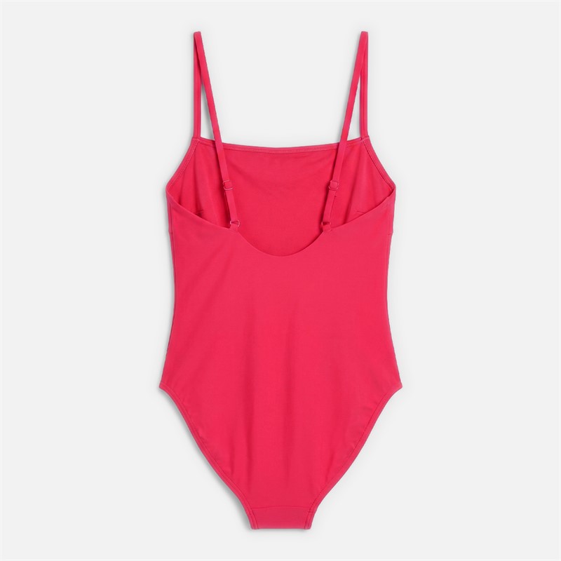Speedo Womens Adjustable Thin Strap One Piece Swimsuit Raspbery Fill/Vermilion/Punch