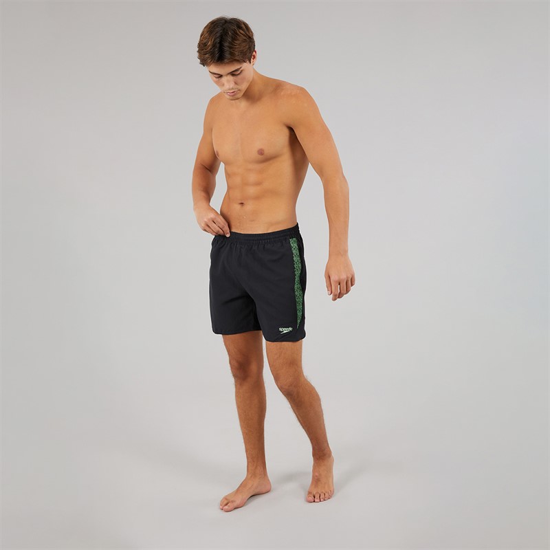 Speedo Mens Hyperboom Splice 16 Inch Swim Shorts Black/Alfalfa Green