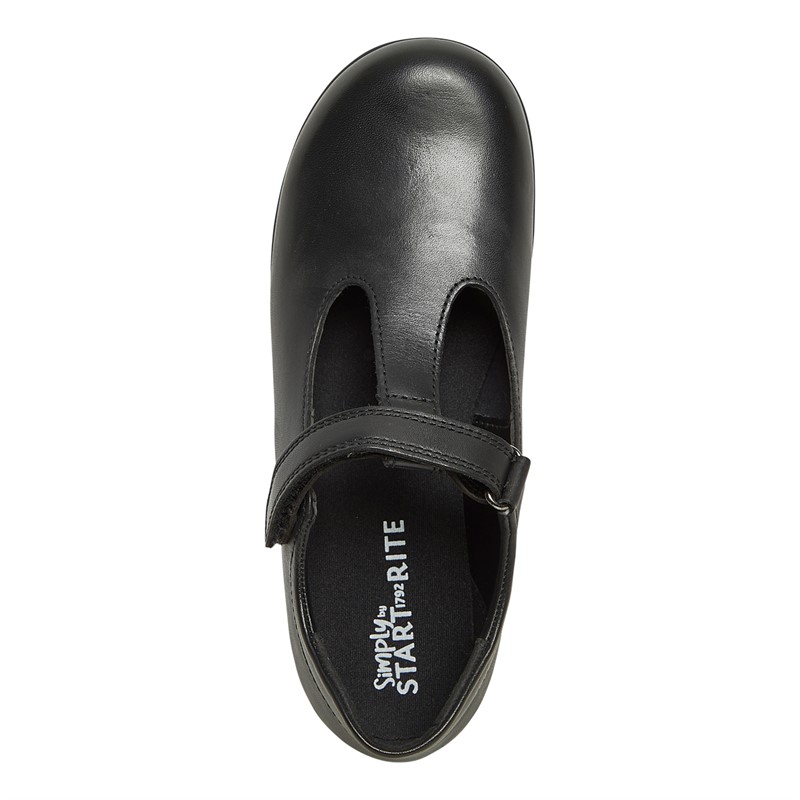 Start-Rite Girls Lesson Wide Fit Shoes Black Leather