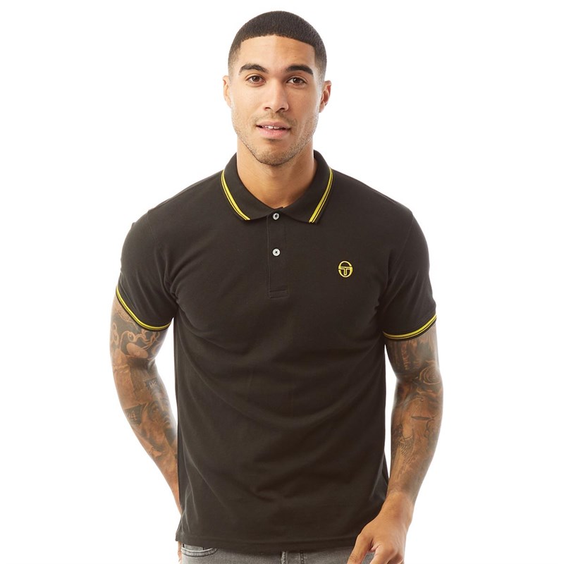 Sergio Tacchini Mens Small Logo Polo Black/Yellow