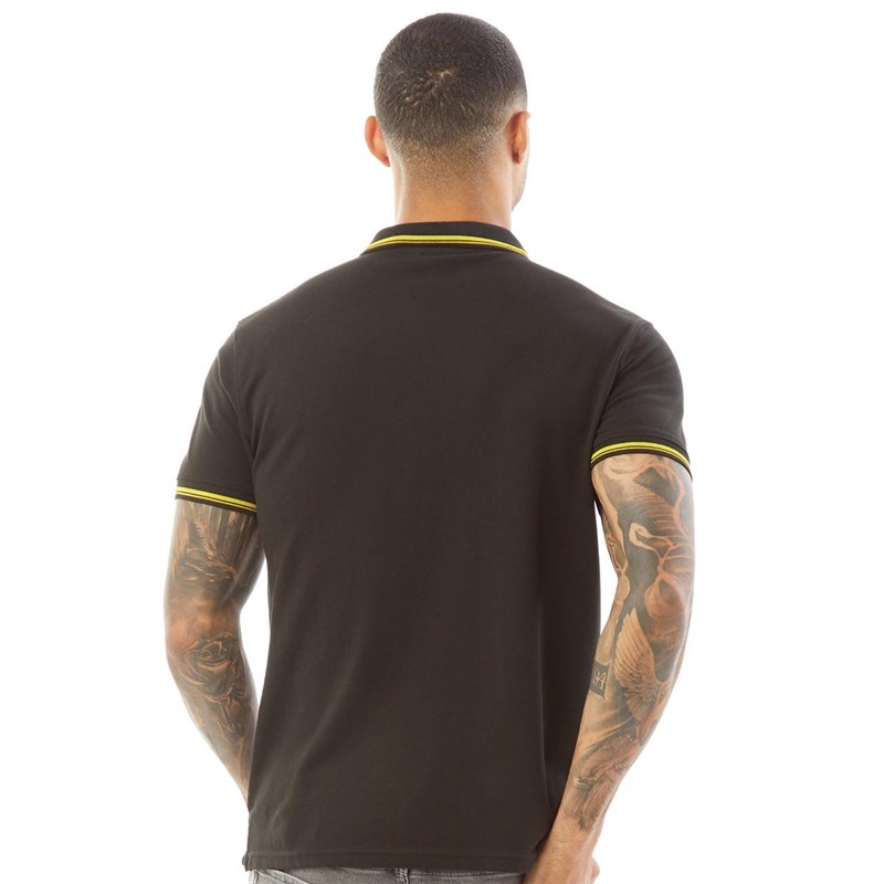 Sergio Tacchini Mens Small Logo Polo Black/Yellow