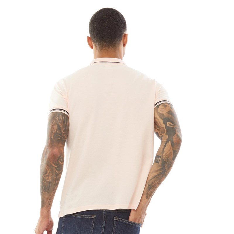 Sergio Tacchini Polo Stripe Iconic Small Logo Homme Rose Pâle