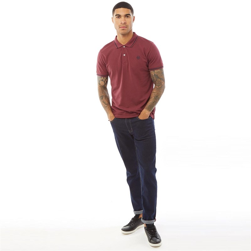 Sergio Tacchini Mens Iconic Stripe Small Logo Polo Bordeaux/Navy