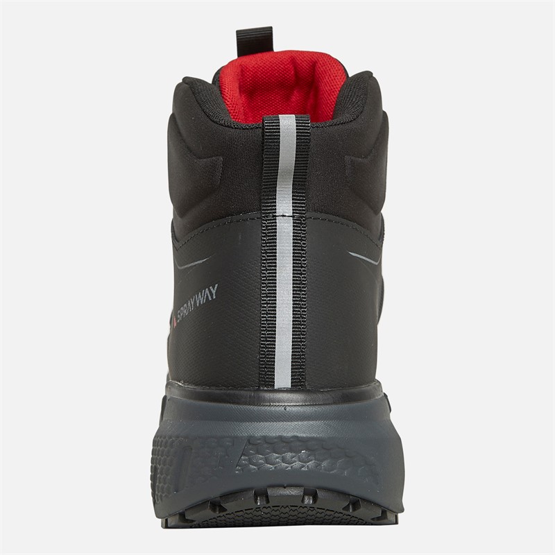Sprayway Mens Higger Mid Hydrodry Waterproof Trail Walking Boots Black/Charcoal/Tango Red