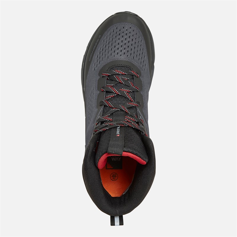 Sprayway Mens Higger Mid Hydrodry Waterproof Trail Walking Boots Black/Charcoal/Tango Red