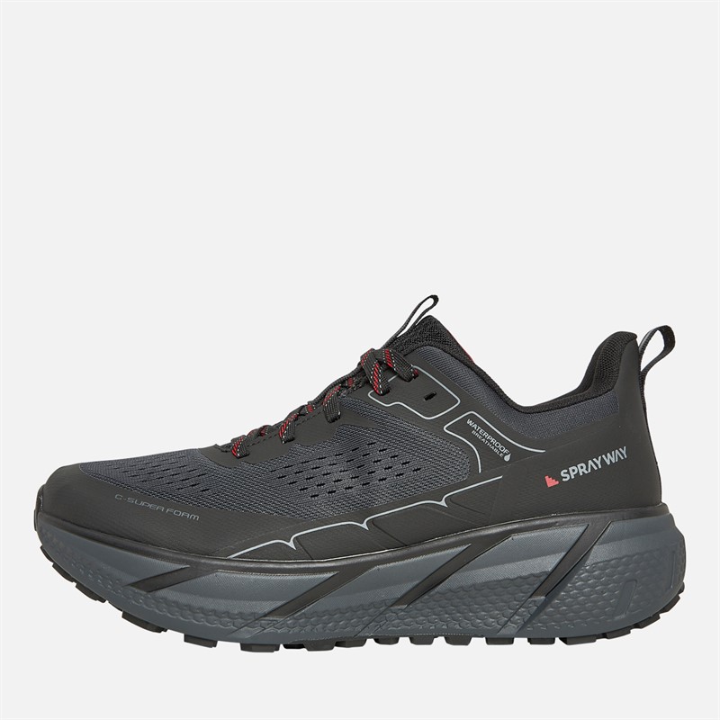 Sprayway Mens Higger Hydrodry Waterproof Trail Walking Shoes Black/Charcoal/Tango Red