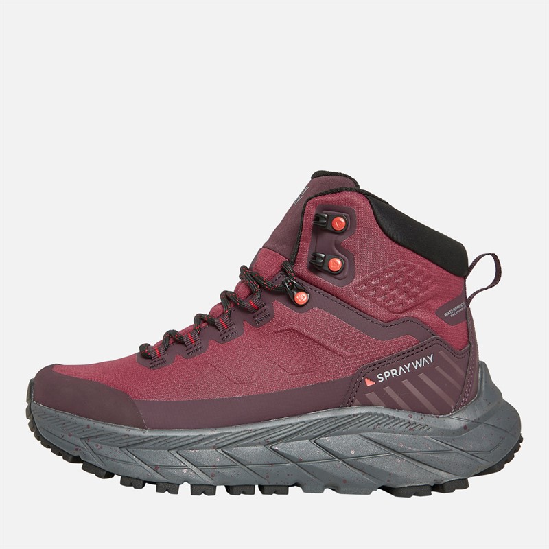 Sprayway Womens Glencoe Hydrodry Waterproof Trail Walking Boots Maroon Pink