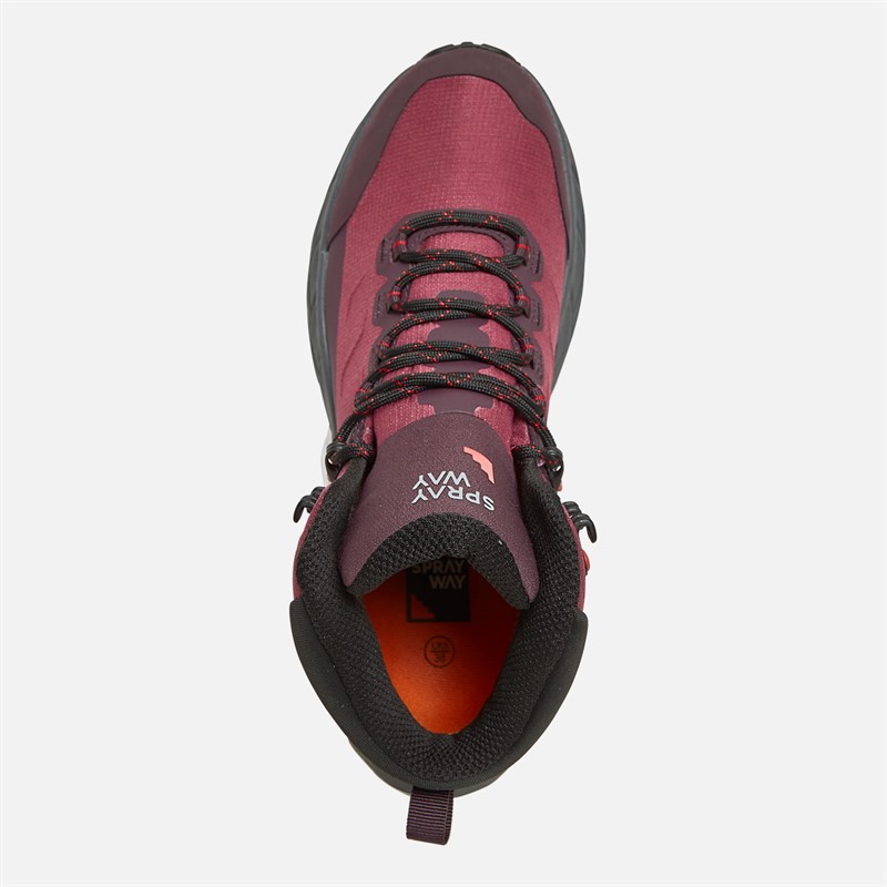 Sprayway Womens Glencoe Hydrodry Waterproof Trail Walking Boots Maroon Pink