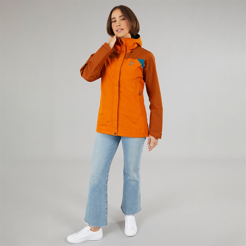 Sprayway Womens Reaction 2-Layer Gore-Tex® Waterproof Long Length Jacket Squash/Cinnamon/Lagoon