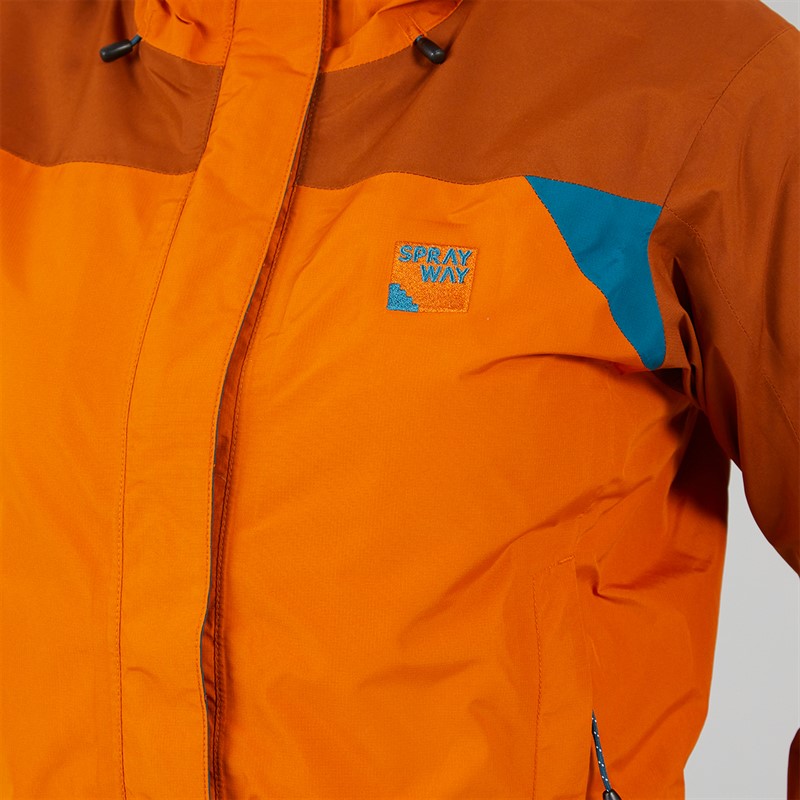 Sprayway Womens Reaction 2-Layer Gore-Tex® Waterproof Long Length Jacket Squash/Cinnamon/Lagoon