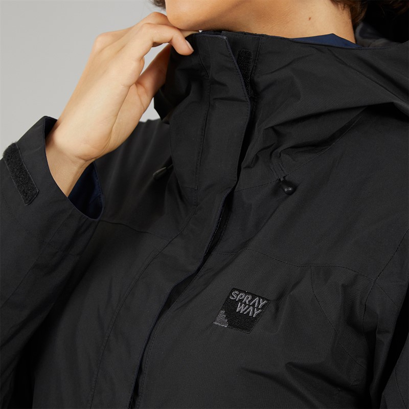 Sprayway Womens Reaction 2-Layer Gore-Tex® Waterproof Long Length Jacket Black