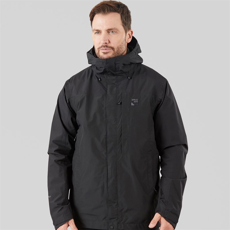 Sprayway Mens Reaction 2-Layer Gore-Tex® Waterproof Long Length Jacket Black