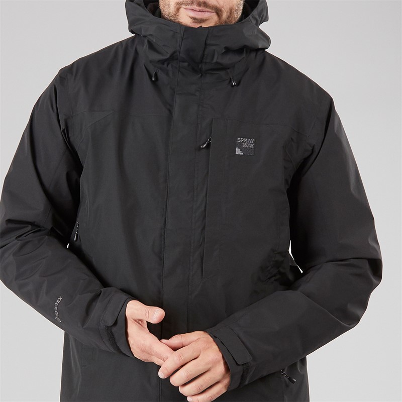 Sprayway Mens Reaction 2-Layer Gore-Tex® Waterproof Long Length Jacket Black