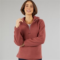 Sprayway Womens Aber Hooded Sherpa Quarter Zip Fleece Toffee Apple