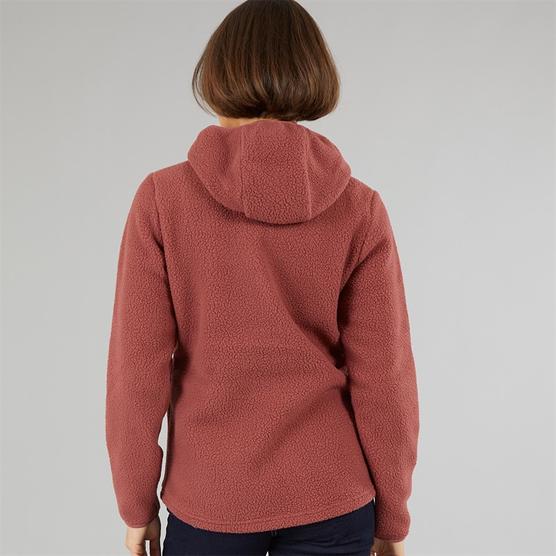 Sprayway Womens Aber Hooded Sherpa Quarter Zip Fleece Toffee Apple