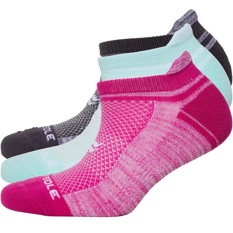 Buy Sof Sole Womens Cushioned Ankle Tab Three Pack Sports Socks Pink/Grey/Mint