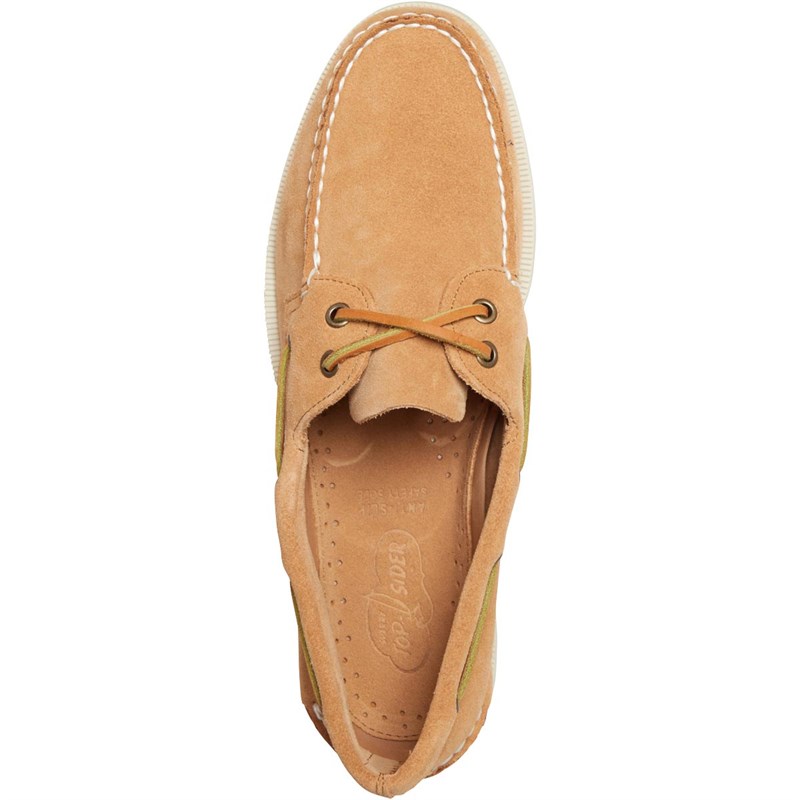 Sperry Mens A/O 2 Eye Suede Deck Shoes Sahara Tan