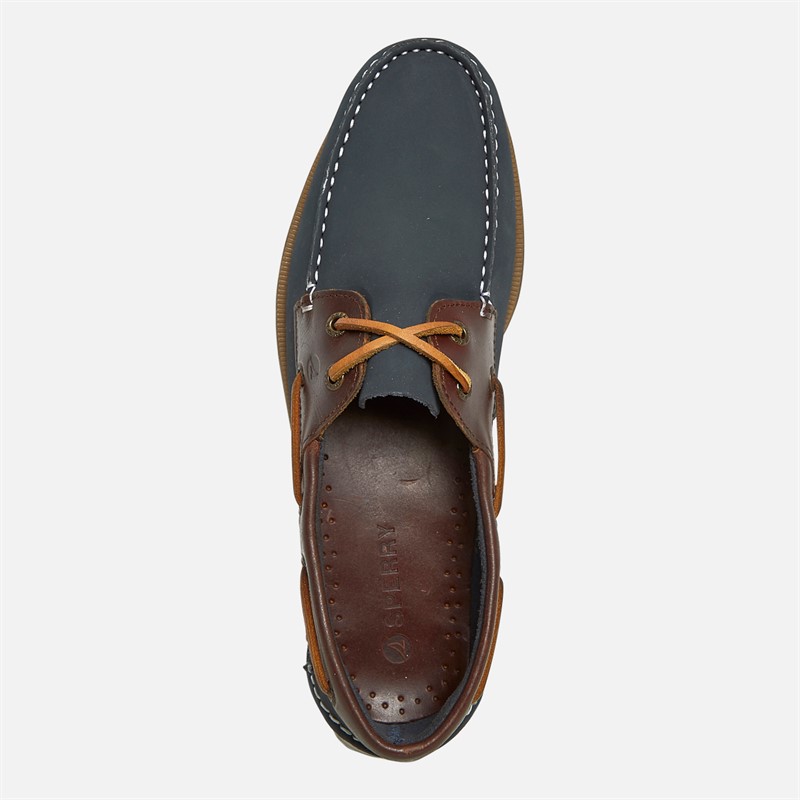 Sperry Mens A/O 2 Eye Boat Shoes Navy/Brown