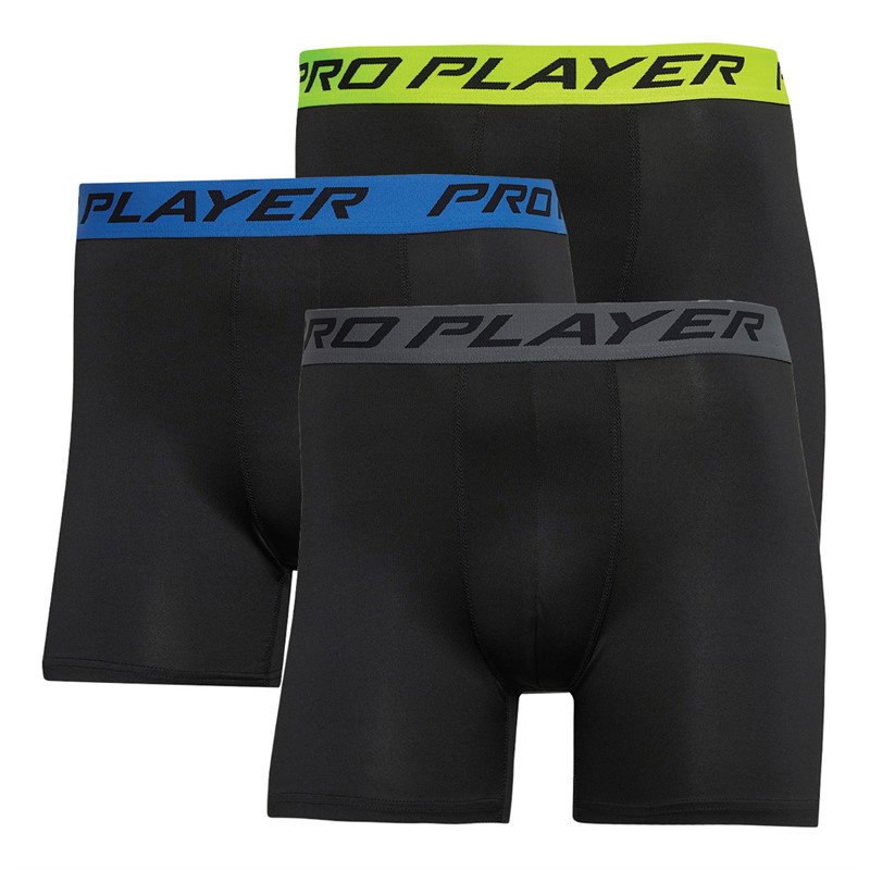 Pro Player Mens Performance Three Pack Boxers Black/Multi