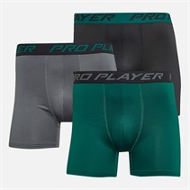 Pro Player Mens Performance Three Pack Boxers Black/Green/Grey